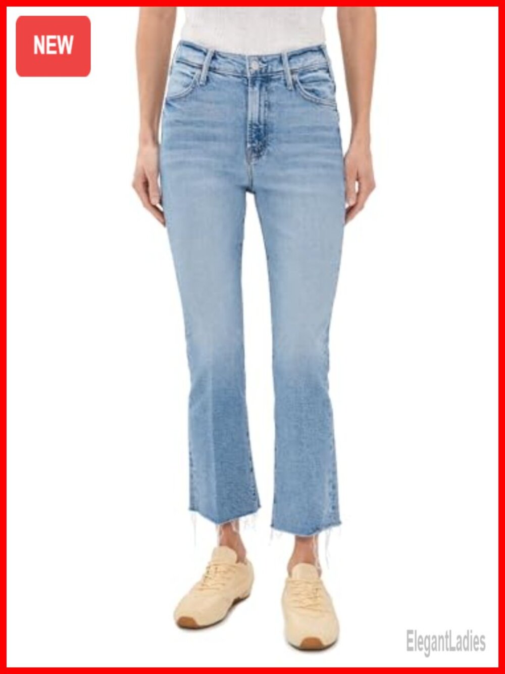 Mid Rise Ankle Fray Straight Leg Denim Jeans